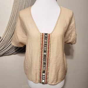 Alya Boho Beaded Blouse Sz M